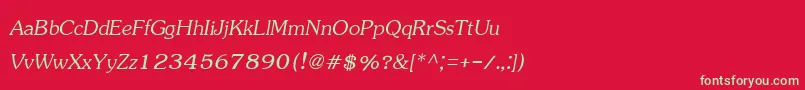 JasmineupcItalic Font – Green Fonts on Red Background