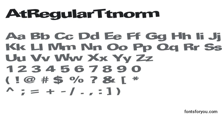 Czcionka AtRegularTtnorm – alfabet, cyfry, specjalne znaki