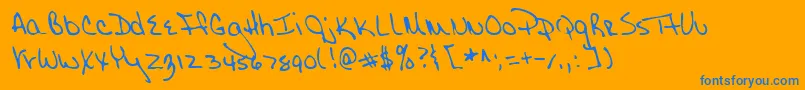 Lehn148-Schriftart – Blaue Schriften auf orangefarbenem Hintergrund