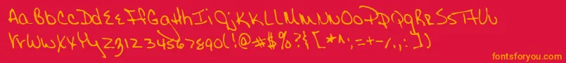 フォントLehn148 – 赤い背景にオレンジの文字