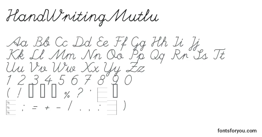 A fonte HandWritingMutlu – alfabeto, números, caracteres especiais