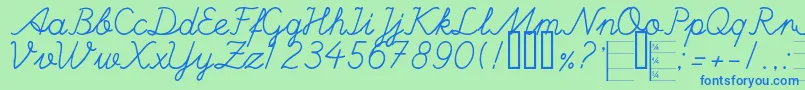 HandWritingMutlu Font – Blue Fonts on Green Background