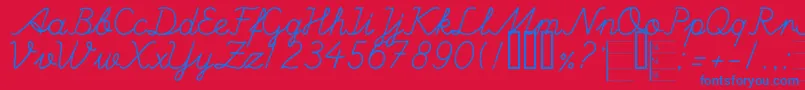 HandWritingMutlu Font – Blue Fonts on Red Background