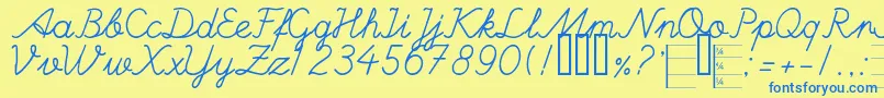 HandWritingMutlu Font – Blue Fonts on Yellow Background