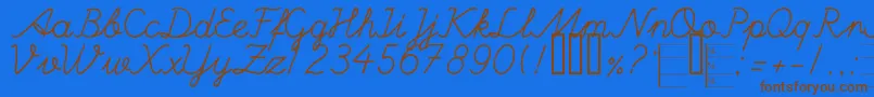 HandWritingMutlu Font – Brown Fonts on Blue Background