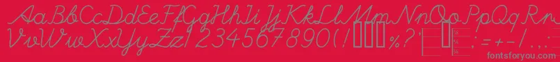 フォントHandWritingMutlu – 赤い背景に灰色の文字