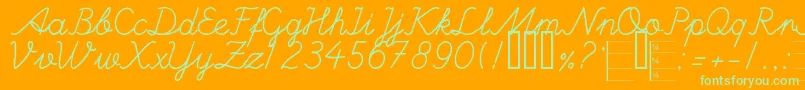 HandWritingMutlu Font – Green Fonts on Orange Background