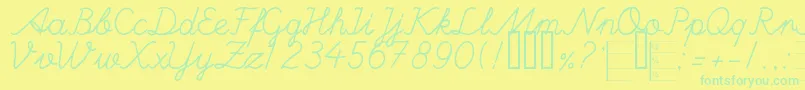 HandWritingMutlu Font – Green Fonts on Yellow Background