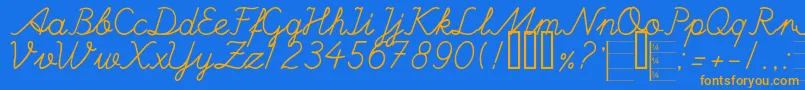 HandWritingMutlu Font – Orange Fonts on Blue Background