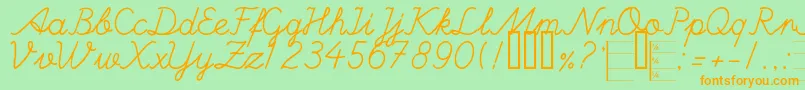 HandWritingMutlu Font – Orange Fonts on Green Background