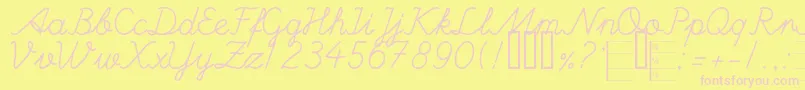 Fonte HandWritingMutlu – fontes rosa em um fundo amarelo