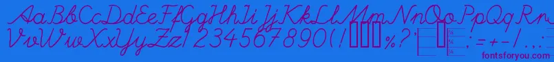 HandWritingMutlu Font – Purple Fonts on Blue Background