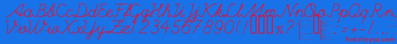 HandWritingMutlu-Schriftart – Rote Schriften auf blauem Hintergrund