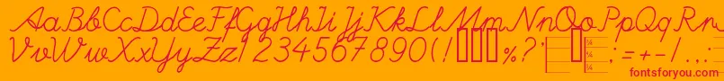 フォントHandWritingMutlu – オレンジの背景に赤い文字