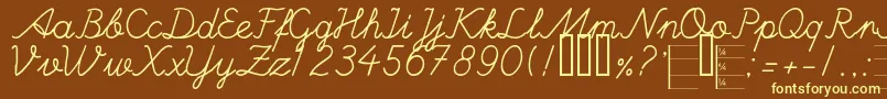 HandWritingMutlu Font – Yellow Fonts on Brown Background