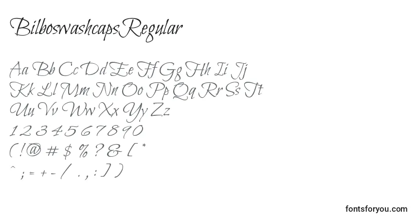 Czcionka BilboswashcapsRegular – alfabet, cyfry, specjalne znaki