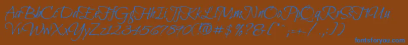 BilboswashcapsRegular Font – Blue Fonts on Brown Background