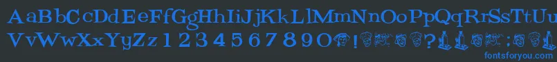 Potrzebi Font – Blue Fonts on Black Background