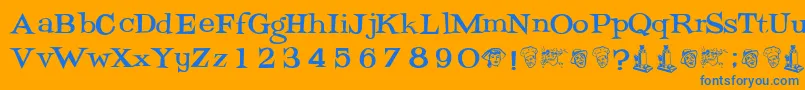 Potrzebi Font – Blue Fonts on Orange Background