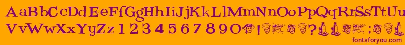 Potrzebi Font – Purple Fonts on Orange Background