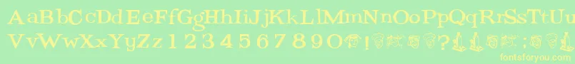 Potrzebi Font – Yellow Fonts on Green Background