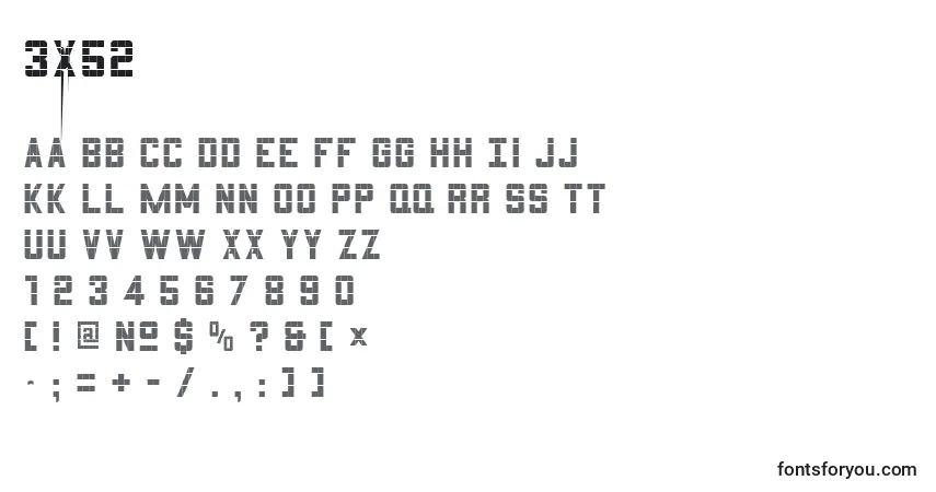 Schriftart 3x52 – Alphabet, Zahlen, spezielle Symbole