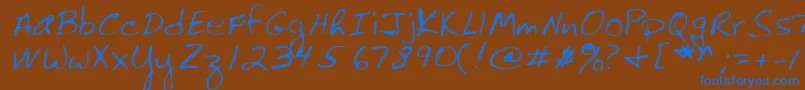 Lehn061 Font – Blue Fonts on Brown Background