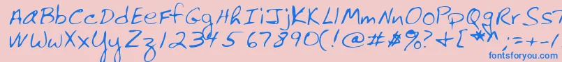 Lehn061-Schriftart – Blaue Schriften auf rosa Hintergrund