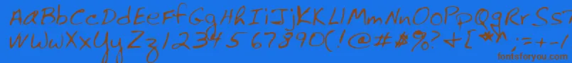 フォントLehn061 – 茶色の文字が青い背景にあります。