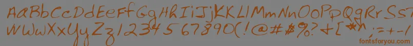 フォントLehn061 – 茶色の文字が灰色の背景にあります。
