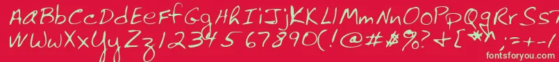 フォントLehn061 – 赤い背景に緑の文字