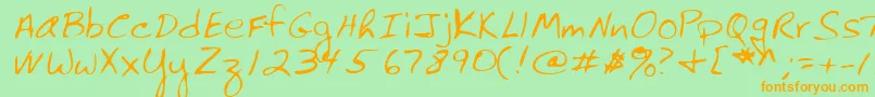 Lehn061-fontti – oranssit fontit vihreällä taustalla