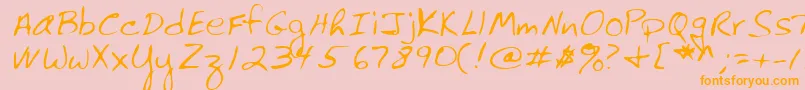 フォントLehn061 – オレンジの文字がピンクの背景にあります。
