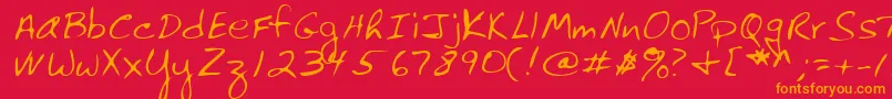 Lehn061-Schriftart – Orangefarbene Schriften auf rotem Hintergrund