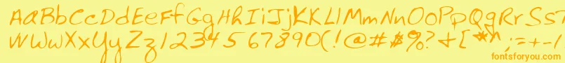Lehn061-Schriftart – Orangefarbene Schriften auf gelbem Hintergrund
