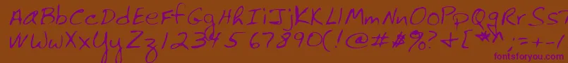 Lehn061-Schriftart – Violette Schriften auf braunem Hintergrund