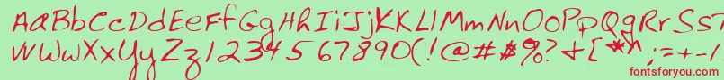 フォントLehn061 – 赤い文字の緑の背景