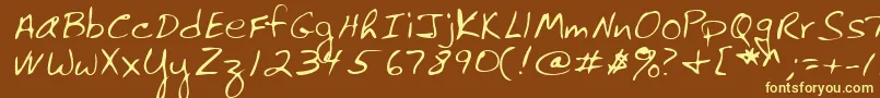 Lehn061-fontti – keltaiset fontit ruskealla taustalla