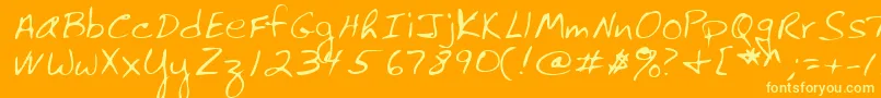 Lehn061-Schriftart – Gelbe Schriften auf orangefarbenem Hintergrund
