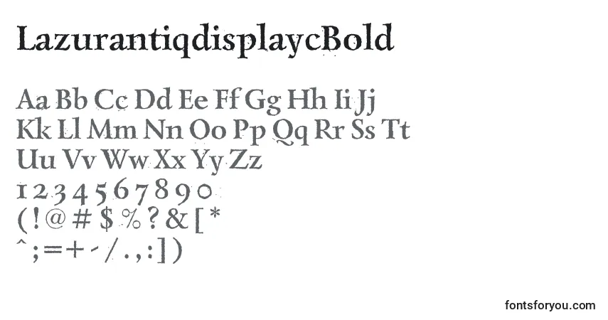 A fonte LazurantiqdisplaycBold – alfabeto, números, caracteres especiais