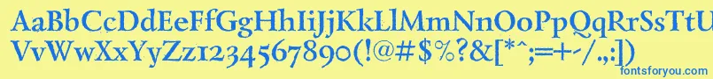 LazurantiqdisplaycBold-fontti – siniset fontit keltaisella taustalla