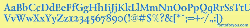 Weitere Informationen zur LazurantiqdisplaycBold-Schriftart LazurantiqdisplaycBold-Schriftart – Blaue Schriften auf gelbem Hintergrund