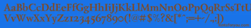 LazurantiqdisplaycBold-Schriftart – Braune Schriften auf blauem Hintergrund