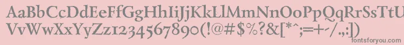 LazurantiqdisplaycBold-fontti – harmaat kirjasimet vaaleanpunaisella taustalla