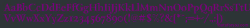 LazurantiqdisplaycBold-fontti – violetit fontit mustalla taustalla