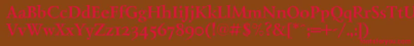 フォントLazurantiqdisplaycBold – 赤い文字が茶色の背景にあります。