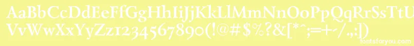 LazurantiqdisplaycBold-fontti – valkoiset fontit keltaisella taustalla