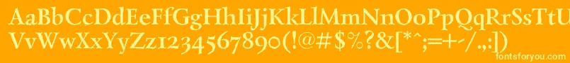 LazurantiqdisplaycBold-Schriftart – Gelbe Schriften auf orangefarbenem Hintergrund