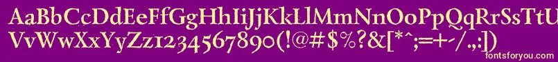 LazurantiqdisplaycBold-fontti – keltaiset fontit violetilla taustalla