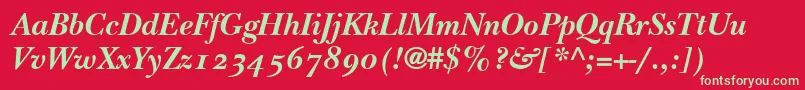 ItcNewBaskervilleBoldItalicOldStyleFigures Font – Green Fonts on Red Background